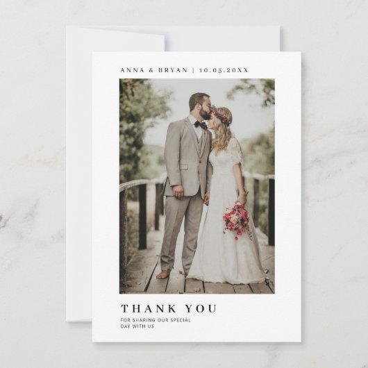 Minimaliserende bruiloft foto Hartelijk dank Bedankkaart (Voorkant)