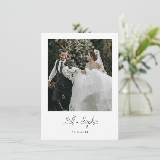 Minimaliserende bruiloft foto Hartelijk dank Bedankkaart (Staand voorkant)