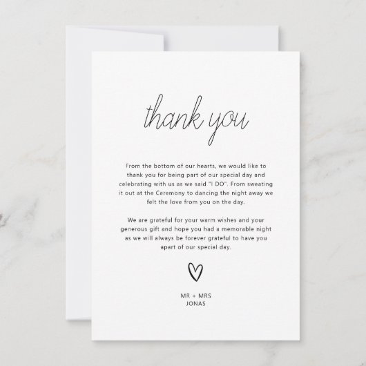 Minimaliserende bruiloft foto Hartelijk dank Bedankkaart (Achterkant)