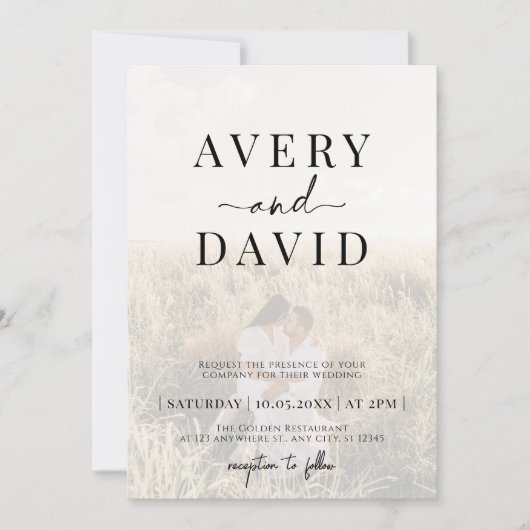 Minimaliserende bruiloft foto kaart (Voorkant)