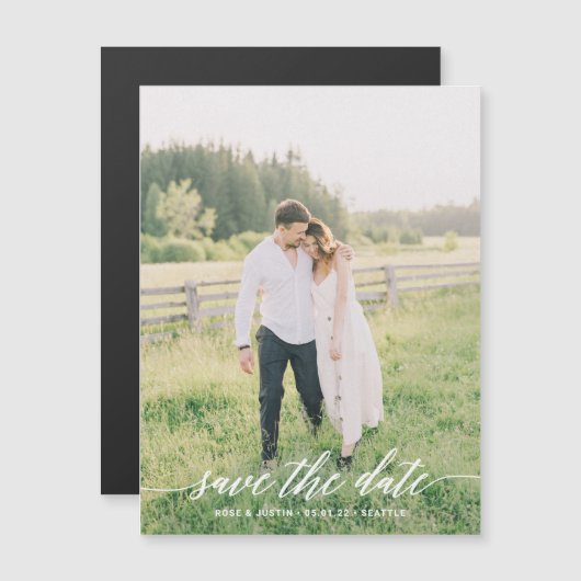 Minimaliserende bruiloft foto Opslaan Datum (Voorkant / Achterkant)