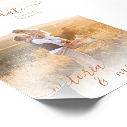 Minimaliserende bruiloft foto Opslaan datum Foto Afdruk (Hoek)