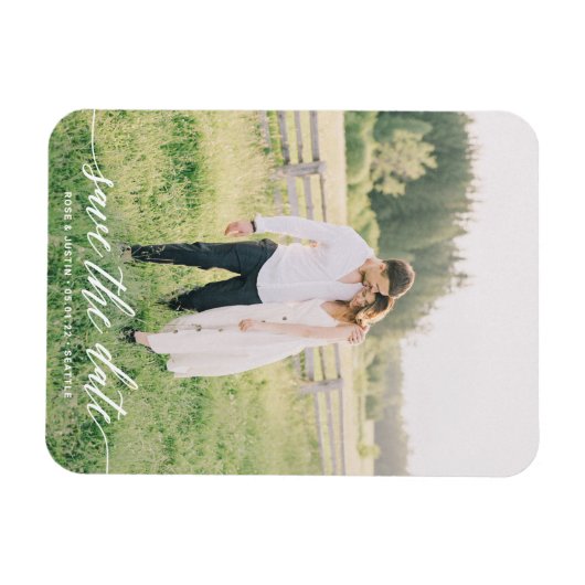 Minimaliserende bruiloft foto Opslaan datumkaart Magneet (Horizontaal)