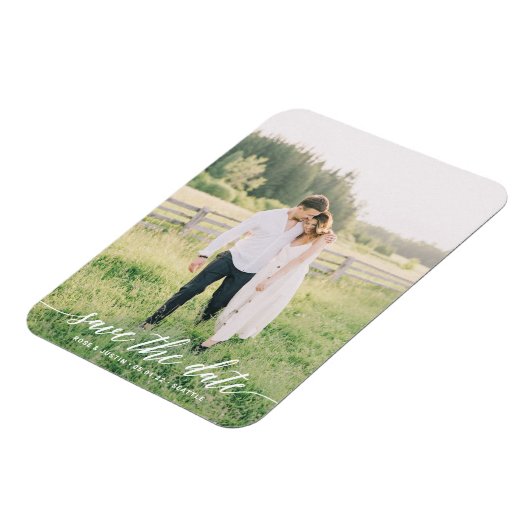 Minimaliserende bruiloft foto Opslaan datumkaart Magneet (Linkerzijde)