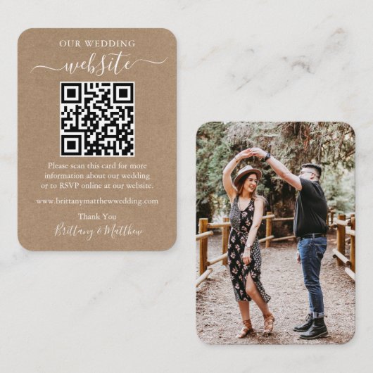 Minimaliserende bruiloft Website Eenvoudige Foto K Informatiekaartje (Voorkant / Achterkant)