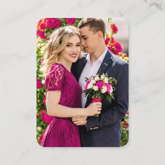 Minimaliserende bruiloft Website Foto QR Hot Pink Informatiekaartje (Achterkant)