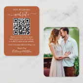 Minimaliserende bruiloft Website Foto QR Terracott Informatiekaartje (Voorkant / Achterkant)
