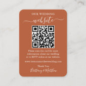 Minimaliserende bruiloft Website Foto QR Terracott Informatiekaartje (Voorkant)