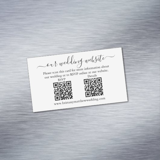Minimaliserende bruiloft Website QR 25 Magnet-Kaar Magnetisch Visitekaartje (Voorbeeld)