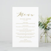 Minimaliserende Dainty Script Gold Wedding Menu Ca