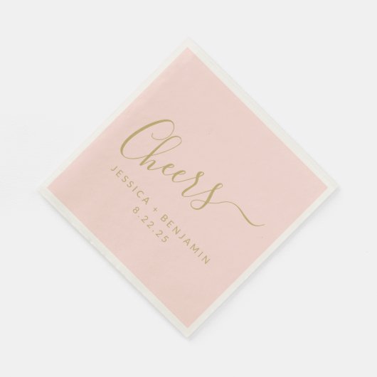 Minimaliserende dubbelroze goudbruine bruiloft servet (Hoek)