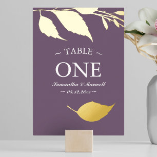 Minimaliserende Elegant Paars Table Number Folie K Folie Uitnodiging