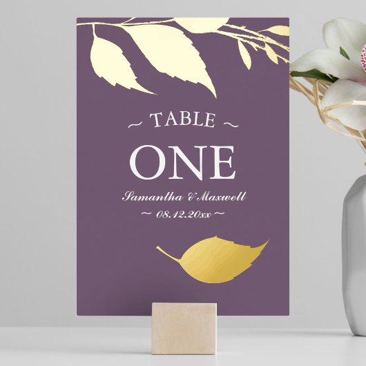 Minimaliserende Elegant Paars Table Number Folie K Folie Uitnodiging