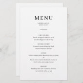 Minimaliserende Elegant Wedding-menukaart (Voorkant / Achterkant)