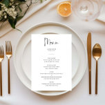 Minimaliserende Elegant Wedding-menukaart<br><div class="desc">Deze aanpasbare bijpassende trouwmenukaart is ontworpen om te coördineren met ons Minimalistische All In One-Collectie en heeft een strakke en eenvoudige lay-out, met een klassiek lettertype. Voor meer geavanceerde aanpassingen van dit ontwerp, bijvoorbeeld het wijzigen van de lay-out, het lettertype of de tekstgrootte, klikt u op de knop "AANPASSEN" hierboven....</div>