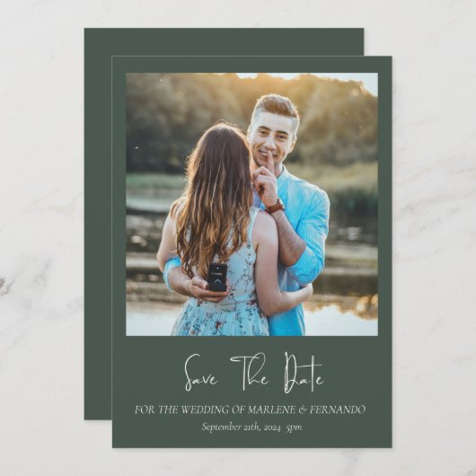 Minimaliserende Floral sparen de Datum Kaart (Voorkant / Achterkant)