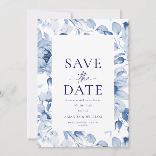 Minimaliserende Floral sparen de Datum Kaart (Voorkant)