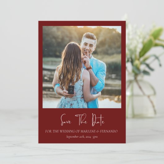 Minimaliserende Floral sparen de Datum Save The Date (Staand voorkant)