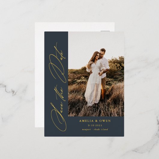 Minimaliserende Folie I van het zijspandoek Modern Folie Uitnodiging Briefkaart (Voorkant / Achterkant)