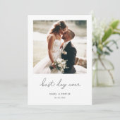 Minimaliserende foto van beste dag over huwelijk aankondiging (Staand voorkant)