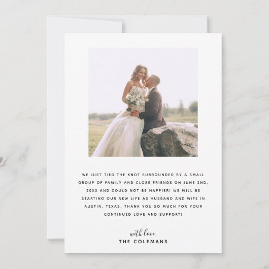 Minimaliserende foto van beste dag over huwelijk aankondiging (Achterkant)