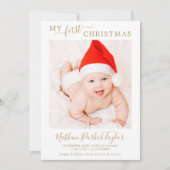 Minimaliserende Gold First Kerstfeest Baby Birth F Feestdagenkaart (Voorkant)