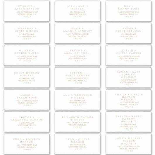 Minimaliserende Gold Typography Guest Adresetikett Sticker (Voorkant)