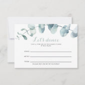 Minimaliserende Greenery Wedding Song Request Card RSVP Kaartje (Voorkant)