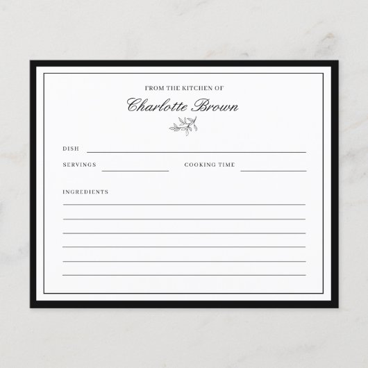 Minimaliserende grensafdruk Naam Recipcard (Voorkant)