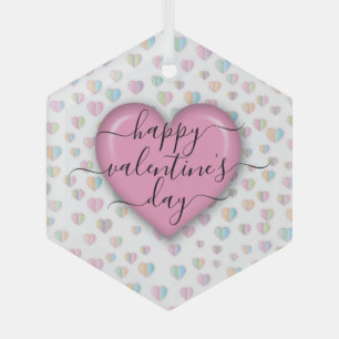 Minimaliserende Happy Valentijn-dag Glas Ornament