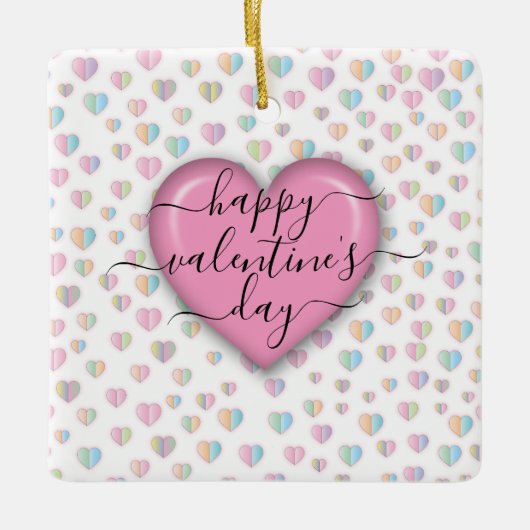 Minimaliserende Happy Valentijn-dag Keramisch Ornament (Voorkant)