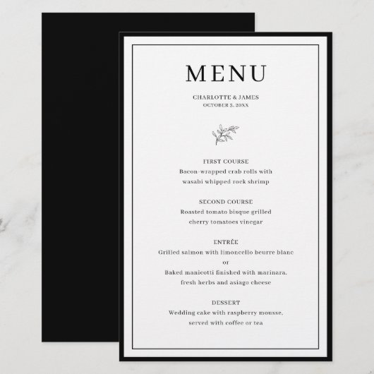 Minimaliserende het menukaart van de Weg van de Ra (Voorkant / Achterkant)