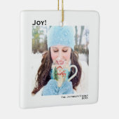 Minimaliserende Joy Simple Kerstfeestdag Foto Keramisch Ornament (Rechts)