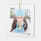 Minimaliserende Joy Simple Kerstfeestdag Foto Keramisch Ornament (Links)
