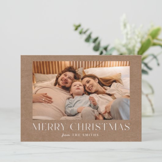 Minimaliserende kerstfeestelijke fotokaart bedankkaart (Staand voorkant)