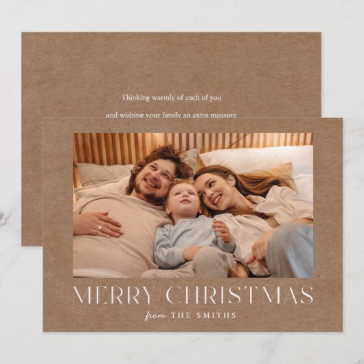 Minimaliserende kerstfeestelijke fotokaart bedankkaart (Voorkant / Achterkant)