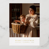 Minimaliserende kerstfoto folie feestdagenkaart (Voorkant)