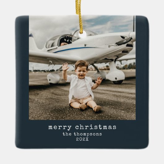 Minimaliserende kerstfoto keramisch ornament (Voorkant)