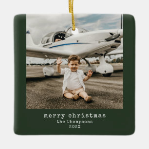 Minimaliserende kerstfoto keramisch ornament