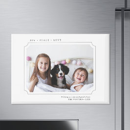 Minimaliserende kerstfoto van Joy Peace Love Magneet