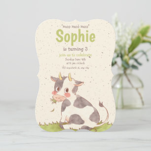 Minimaliserende Koe van Moo Moo Green Cute Birthda Kaart