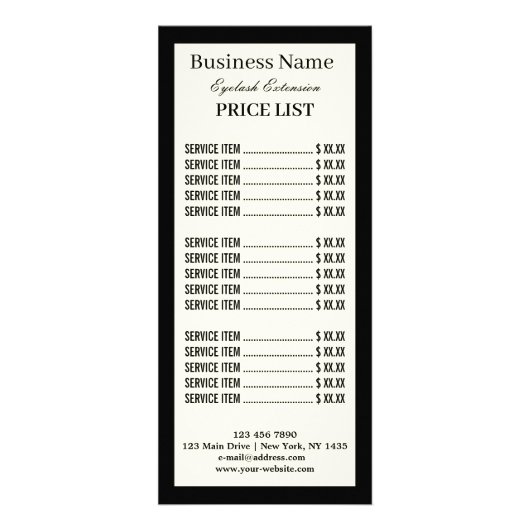 Minimaliserende Lashes Rackkaart met uitbreidingsl Reclamekaart (Voorkant)