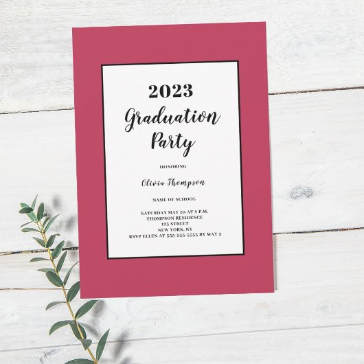 Minimaliserende magenta Graduation Party Kaart
