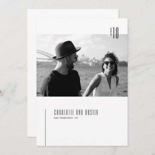 Minimaliserende Moderne Foto sparen de Datum Aankondiging (Voorkant / Achterkant)