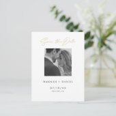 Minimaliserende Moderne Foto sparen de Datum Uitnodiging Briefkaart (Staand voorkant)