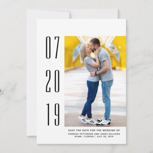 Minimaliserende Moderne Foto sparen de Datum | wit Save The Date (Voorkant)