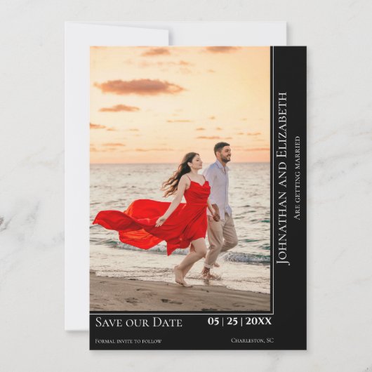 Minimaliserende Moderne Foto sparen de Datum | Zwa Save The Date (Voorkant)