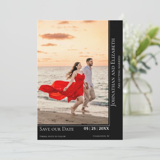 Minimaliserende Moderne Foto sparen de Datum | Zwa Save The Date (Staand voorkant)