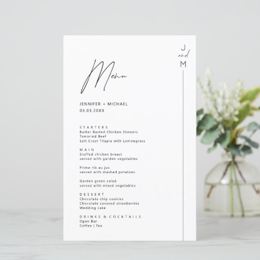 Minimaliserende Moderne Kaart van het Menu van Ini (Staand voorkant)