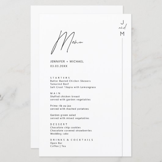 Minimaliserende Moderne Kaart van het Menu van Ini (Voorkant / Achterkant)